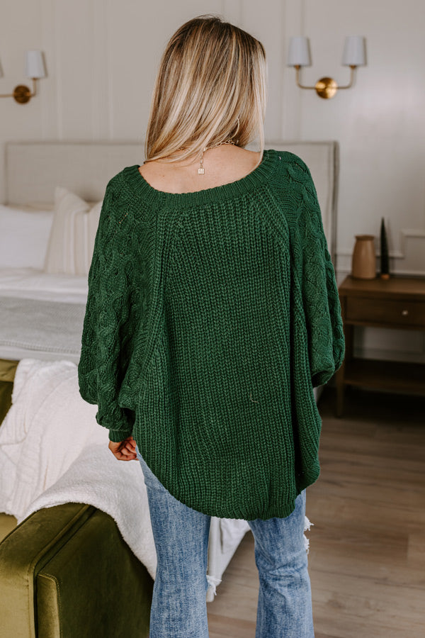 Cozy Callings Knit Sweater in Hunter Green