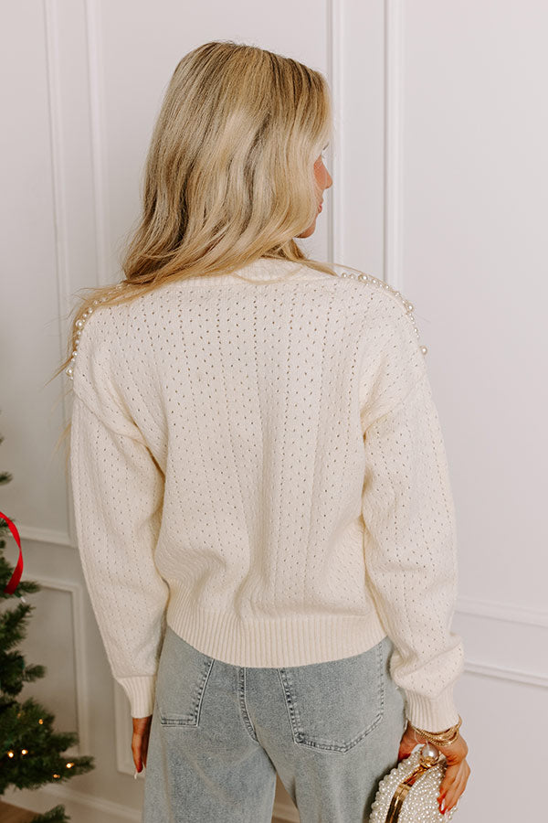 Late Night Gathering Embellished Cardigan In Ivory