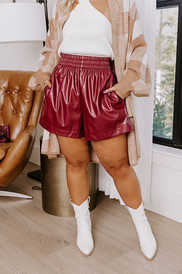 The Mina High Waist Faux Leather Shorts Curves