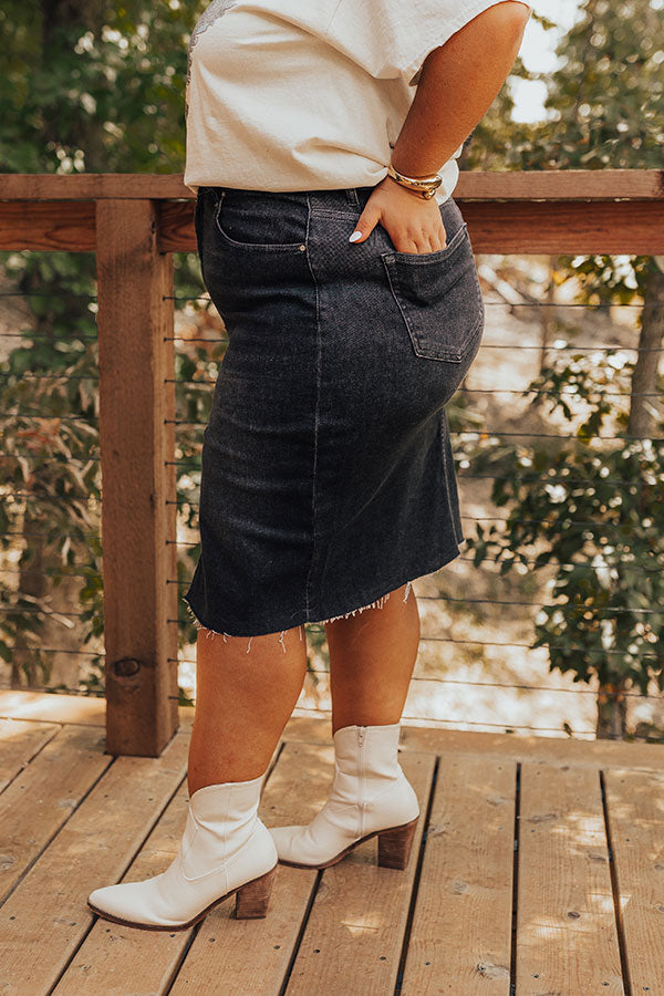 Risen The Grace Denim Skirt in Black Curves