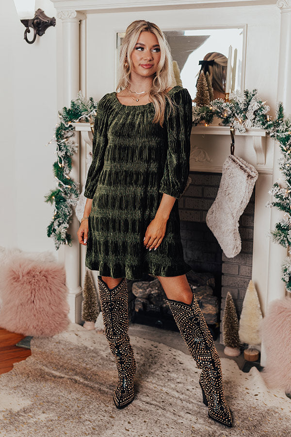 velvet dress and boots Waiting For You Velvet Dress M / army-green