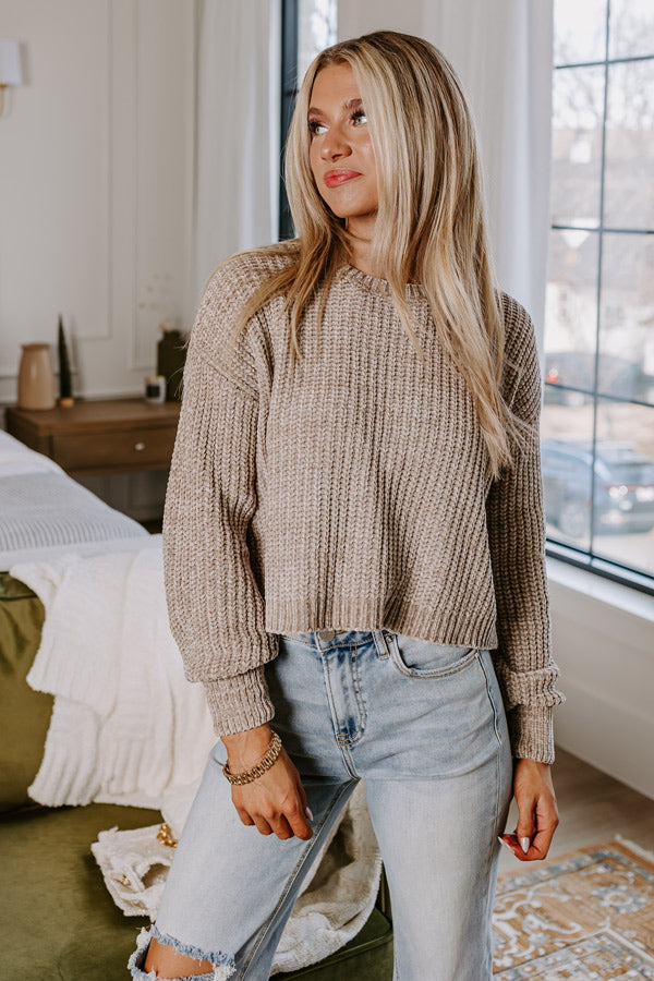 Fall Sentiments Chenille Sweater In Birch