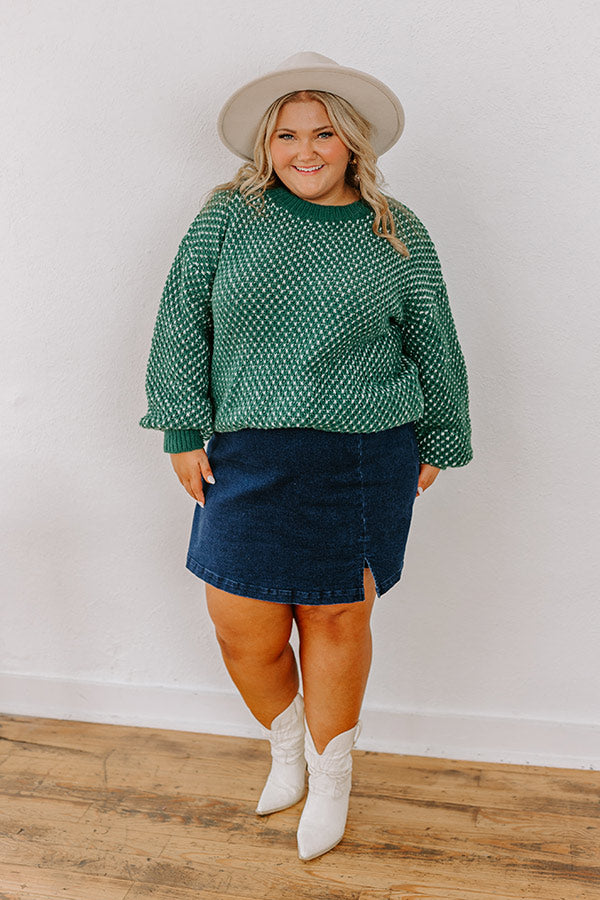 Mountain View Knit Sweater In Hunter Green Curves