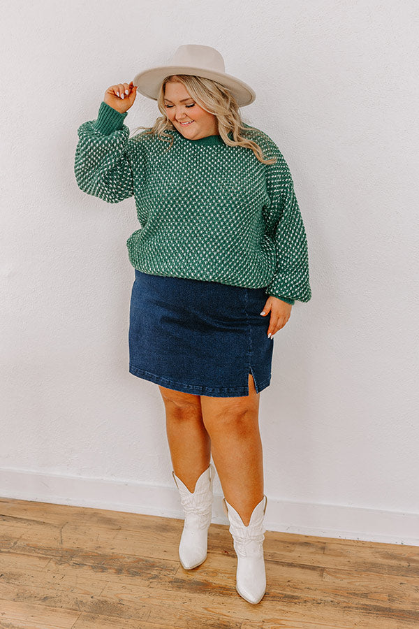 Mountain View Knit Sweater In Hunter Green Curves