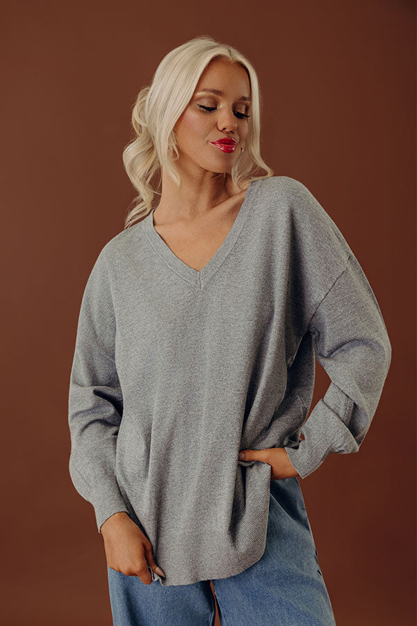 Sincerely Snuggly Sweater Top in Grey Image - 1