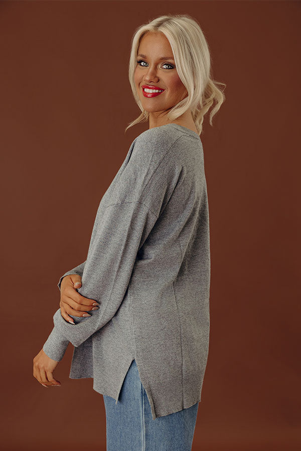 Sincerely Snuggly Sweater Top in Grey Image - 2