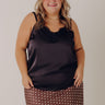 Flirtatious Outing Satin Top Curves Image - 1