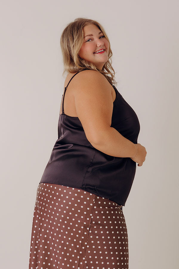 Flirtatious Outing Satin Top Curves Image - 4