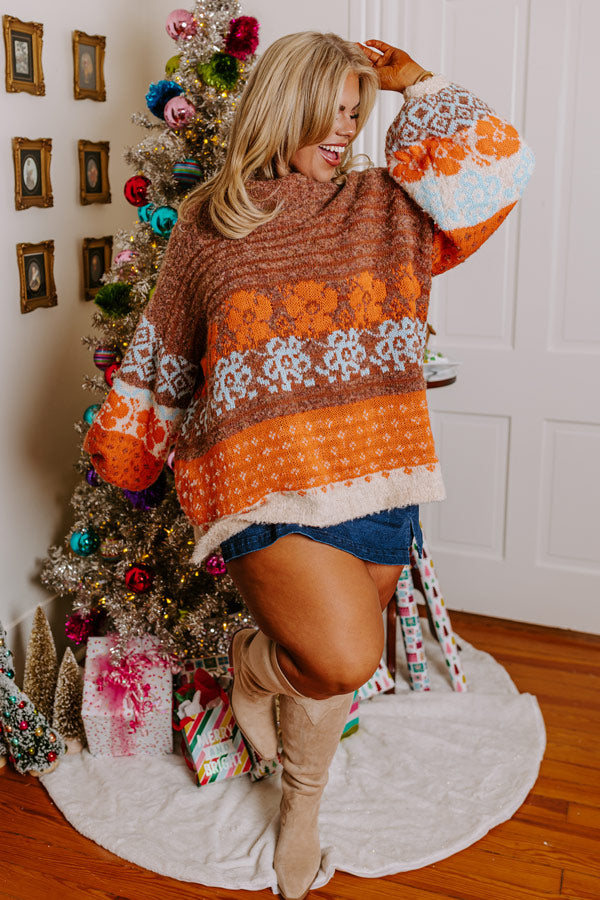 Autumn Brunch Knit Sweater in Cinnamon Curves
