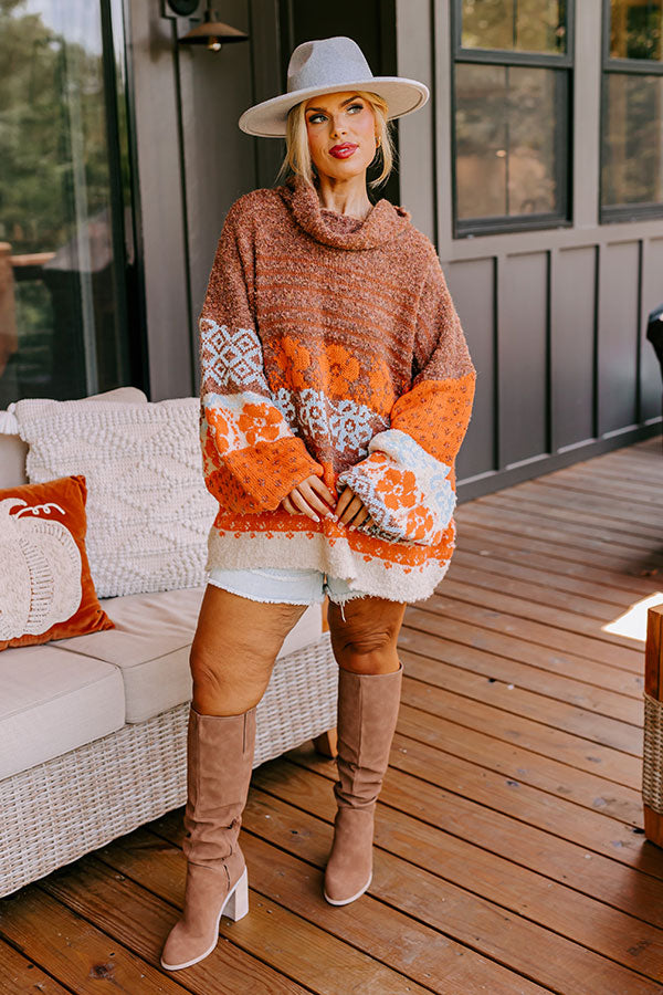 Autumn Brunch Knit Sweater in Cinnamon Curves