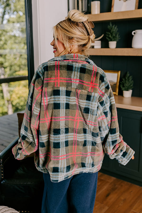 Plush Comfort Plaid Jacket Curves