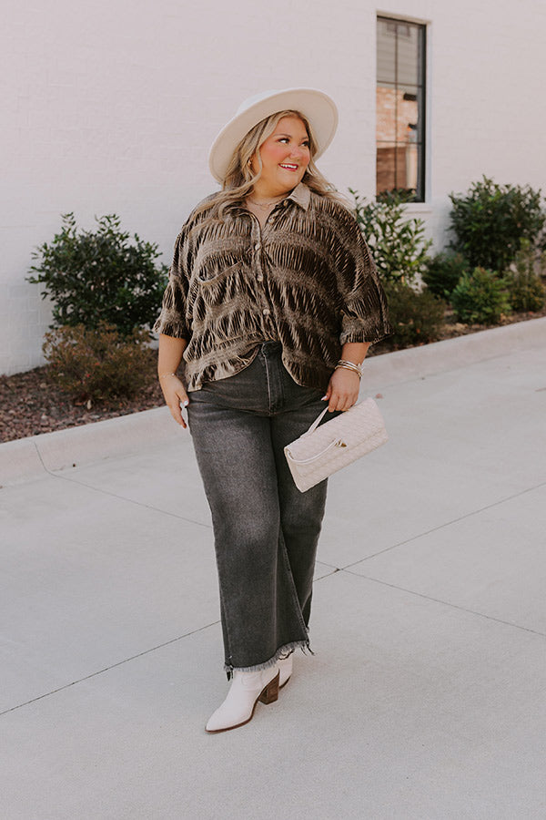 Roman Holiday Velvet Top In Martini Olive Curves