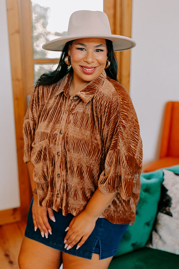 Roman Holiday Velvet Top In Brown Curves