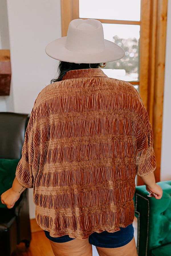 Roman Holiday Velvet Top In Brown Curves