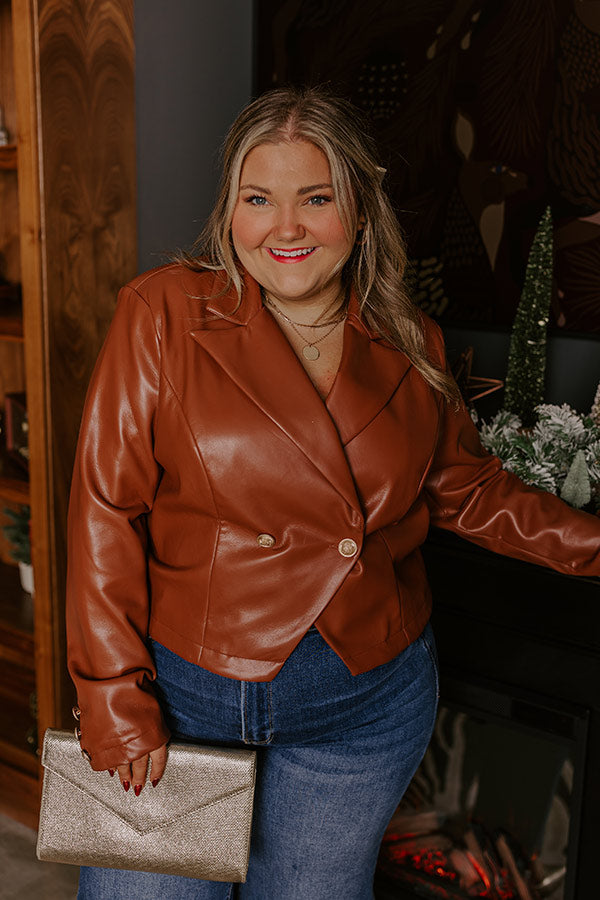 Material Girl Faux Leather Blazer Curves