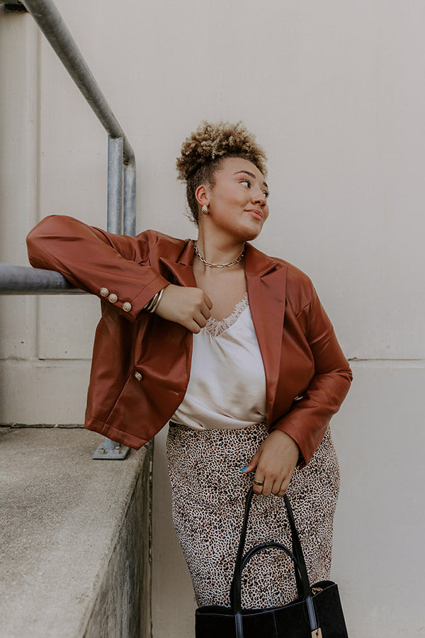 Material Girl Faux Leather Blazer Curves