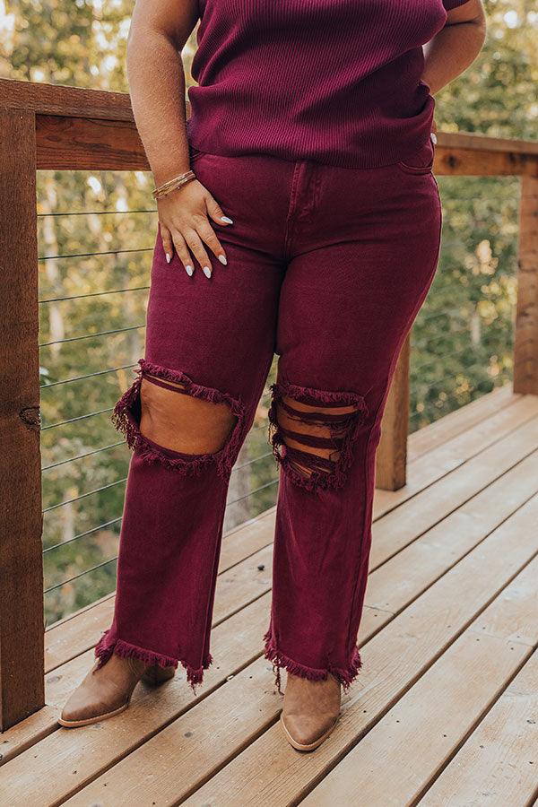 Risen The Eras High Waist Distressed Jean In Wine Curves