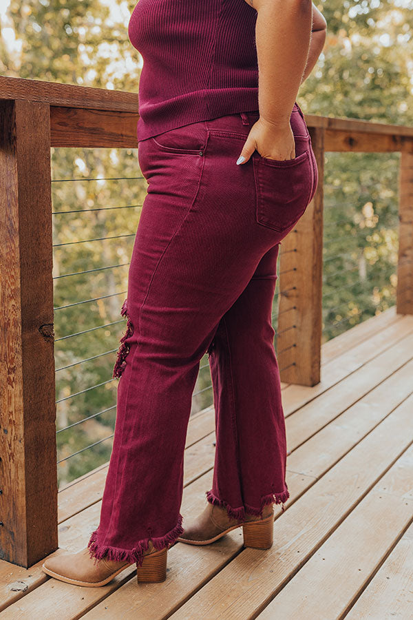 Risen The Eras High Waist Distressed Jean In Wine Curves