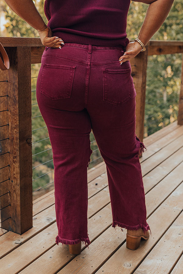 Risen The Eras High Waist Distressed Jean In Wine Curves