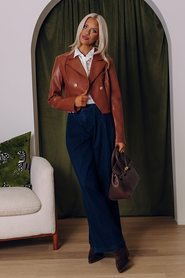 Material Girl Faux Leather Blazer Image - 2