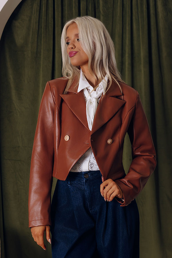 Material Girl Faux Leather Blazer Image - 1