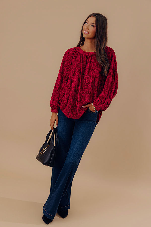 Glamour Galore Velvet Top In Wine Image - 2