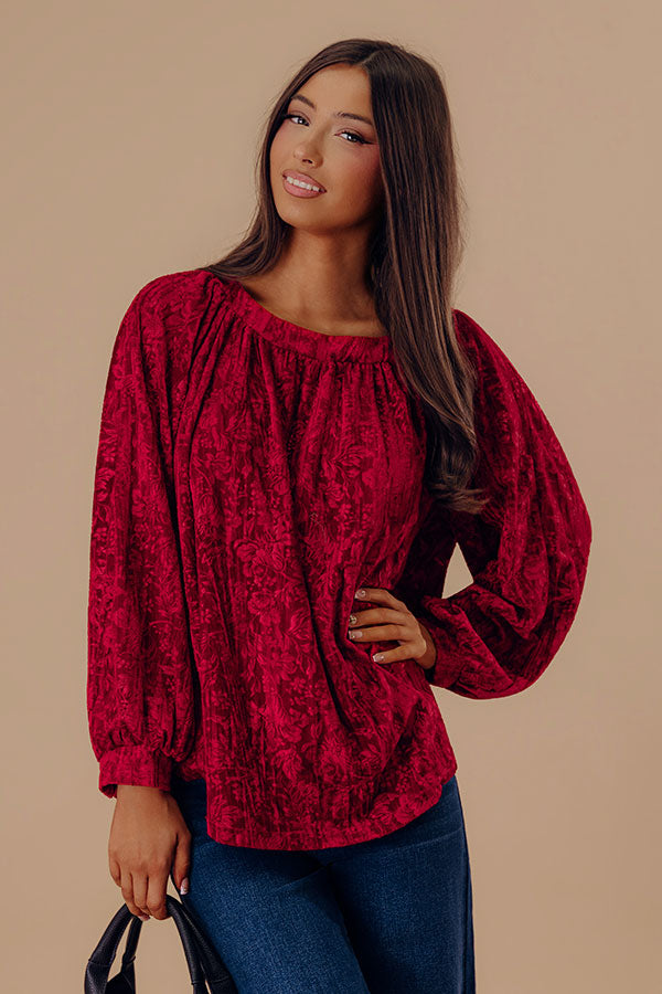 Glamour Galore Velvet Top In Wine