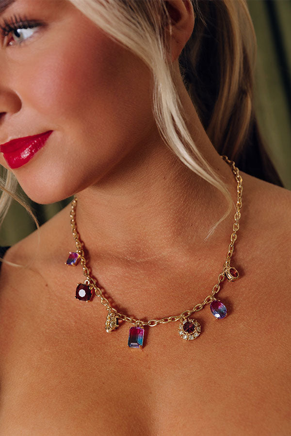 Statement Maker Necklace In Purple Image - 1