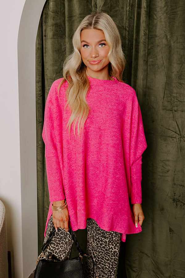 Call Me Cutie Shift Sweater in Hot Pink