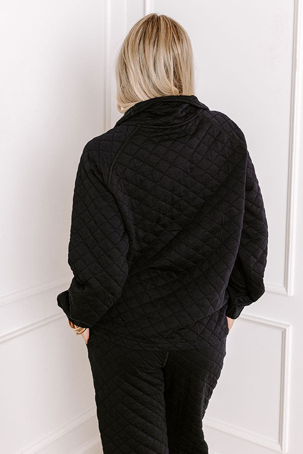 Paris Mornings Quilted Sweater In Black