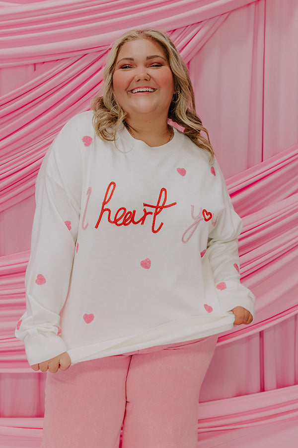 I Heart You Embroidered Sweater Curves