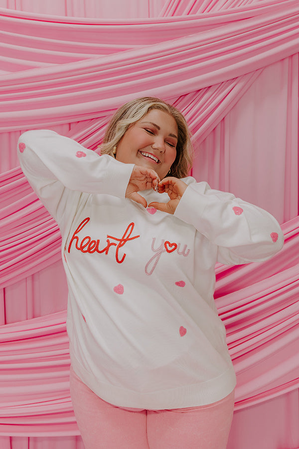 I Heart You Embroidered Sweater Curves