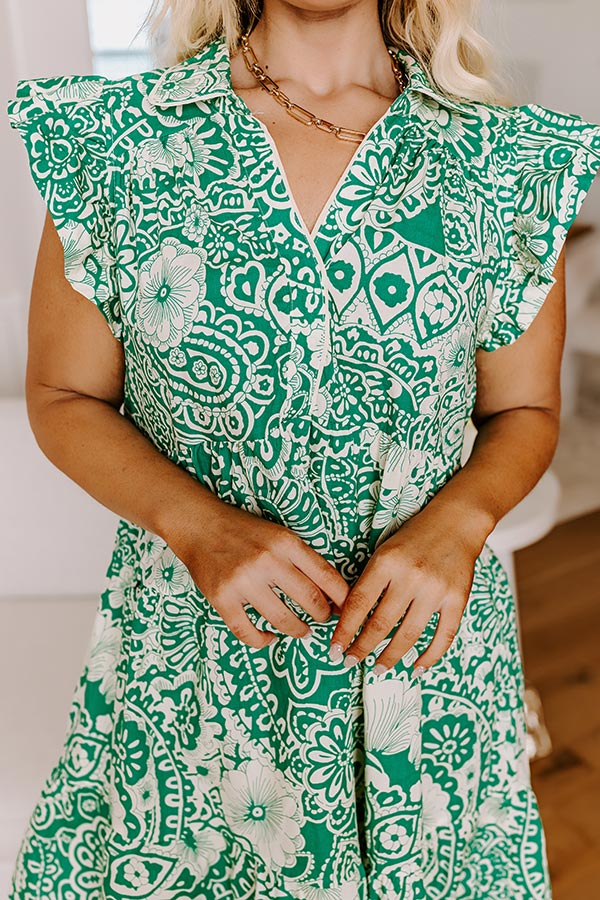 Hello Lovely Floral Dress In Emerald Curves