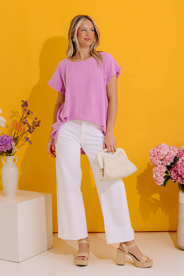 Open Book Frayed Shift Top In Violet Image - 5