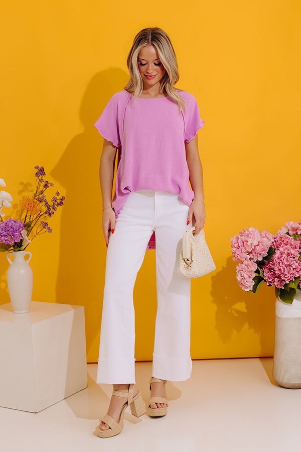 Open Book Frayed Shift Top In Violet Image - 1