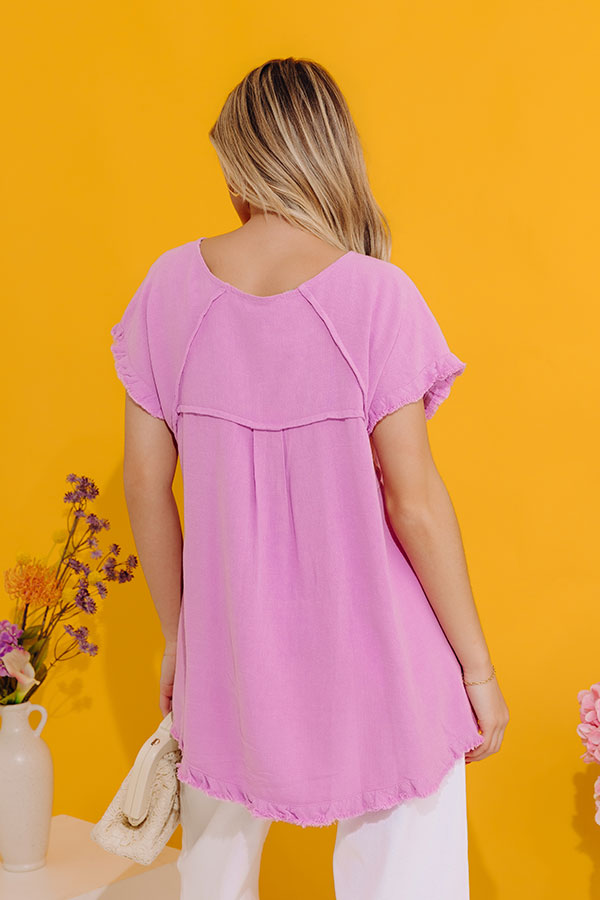Open Book Frayed Shift Top In Violet Image - 4