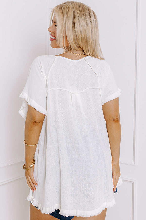 Open Book Frayed Shift Top In Ivory Curves