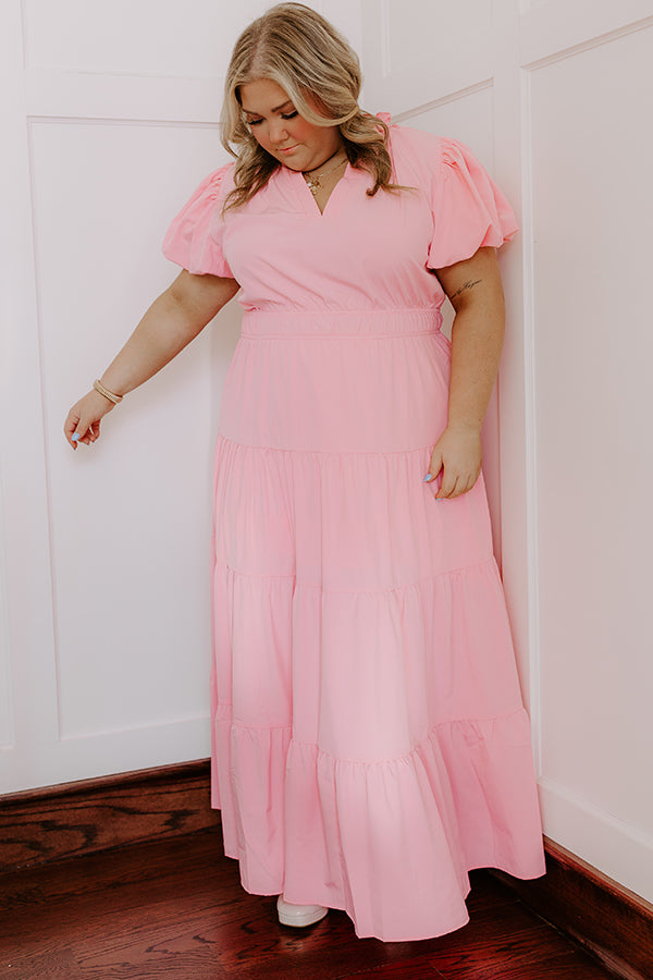 Simply Sweet Maxi Dress in Pink Curves