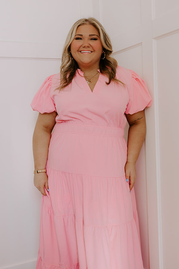 Simply Sweet Maxi Dress in Pink Curves