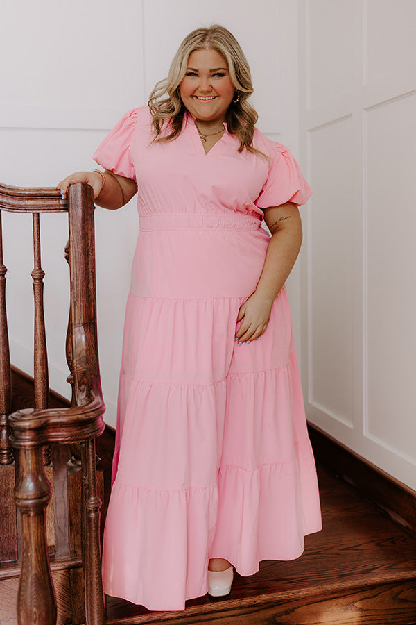 maxi dress pink boutique Hot Pink Lace Maxi Dress