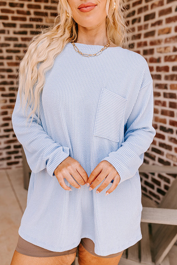 Casual Outing Ribbed Top in Sky Blue