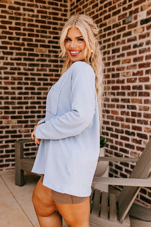 Casual Outing Ribbed Top in Sky Blue