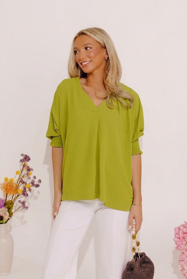 Luxe Lane Shift Top In Lime