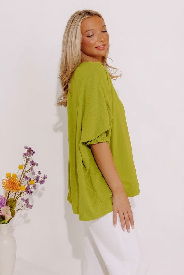 Luxe Lane Shift Top In Lime Image - 2