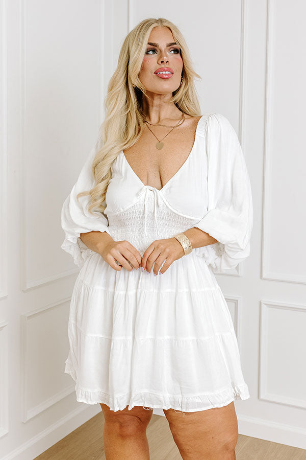 Whispering Muse Smocked Mini Dress In White Curves