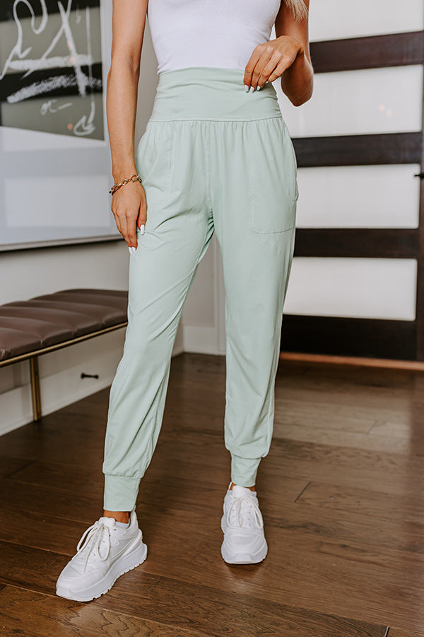 Coffee Run Cutie High Waist Butter Soft Joggers in Mint Image - 1