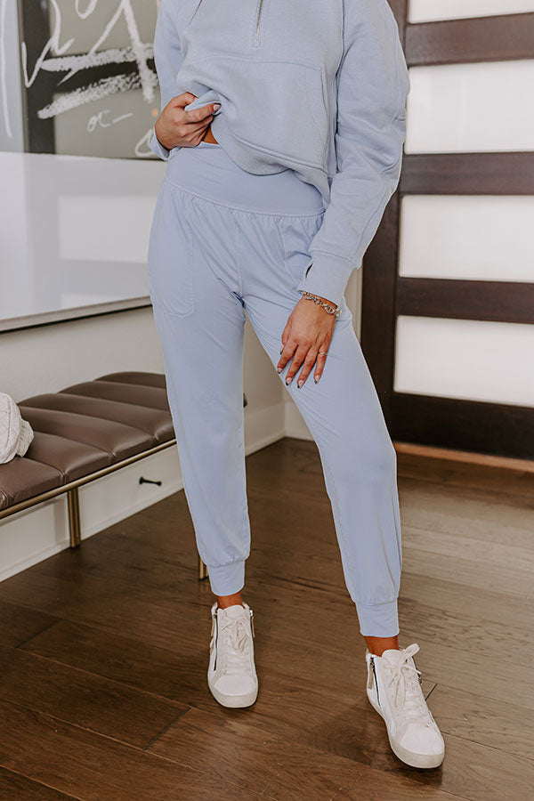 Coffee Run Cutie High Waist Butter Soft Joggers in Sky Blue Image - 1
