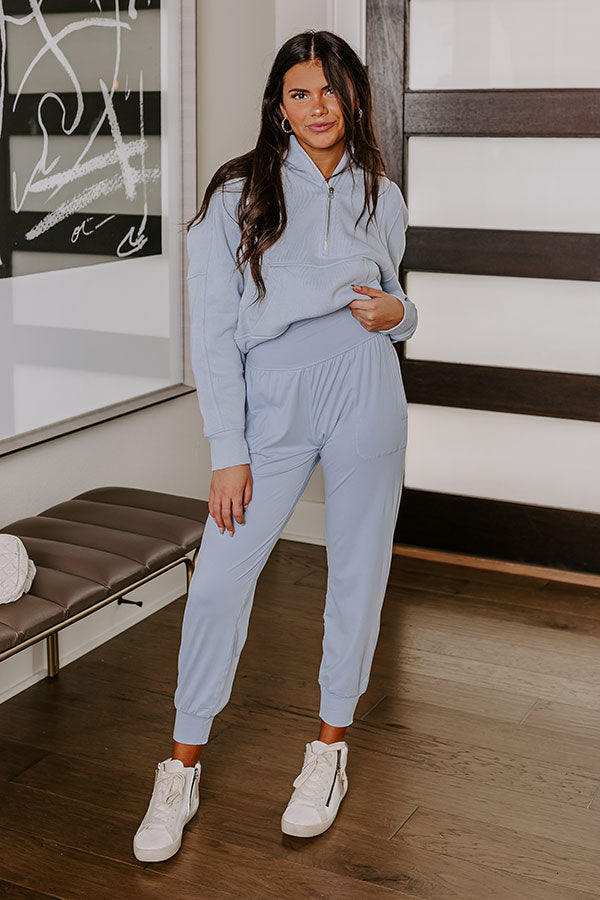 Coffee Run Cutie High Waist Butter Soft Joggers in Sky Blue Image - 2