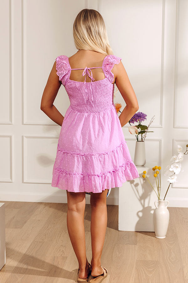 Sweetly Styled Smocked Tiered Mini Dress In Dusty Purple Image - 3
