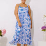 Tranquil Time Floral Midi Dress in Ocean Blue Curves Image - 1